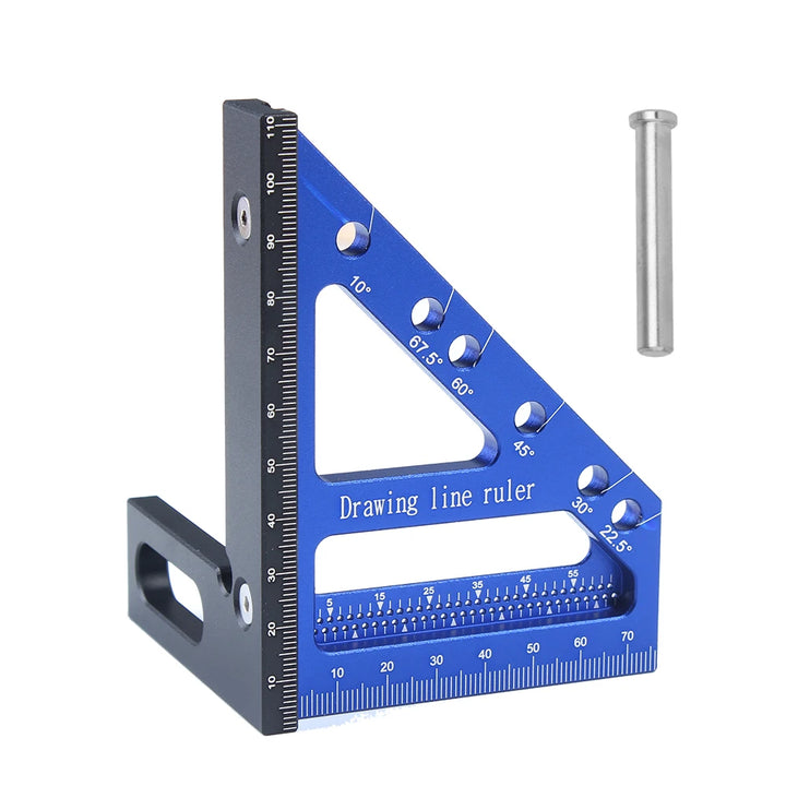 Black scribing ruler, triangle profile in vertical layout