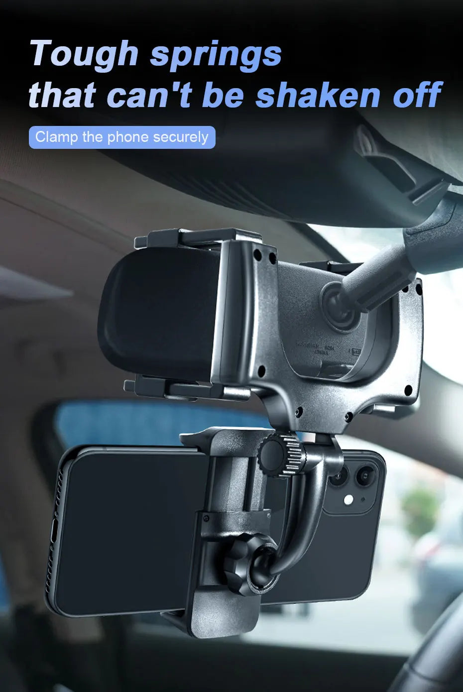 Image showcasing the strong spring grip preventing accidental phone drops.