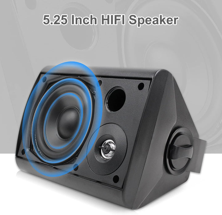 SmartGearPros Waterproof Wall-Mount Speakers – 5.25" Dual Bluetooth Outdoor/Indoor Pair, 300W with Mounting Brackets