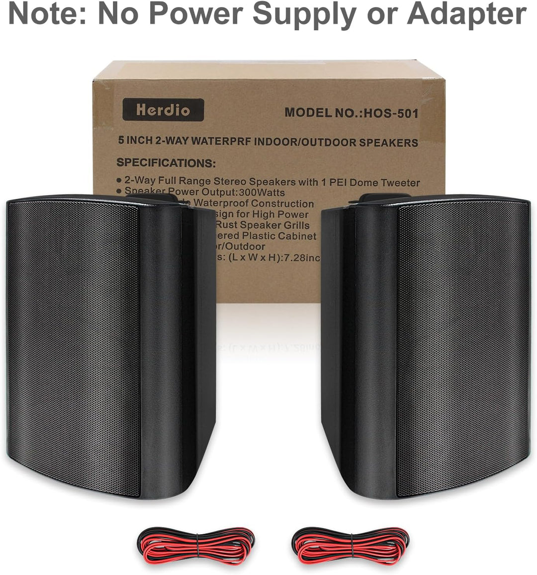 SmartGearPros Waterproof Wall-Mount Speakers – 5.25" Dual Bluetooth Outdoor/Indoor Pair, 300W with Mounting Brackets
