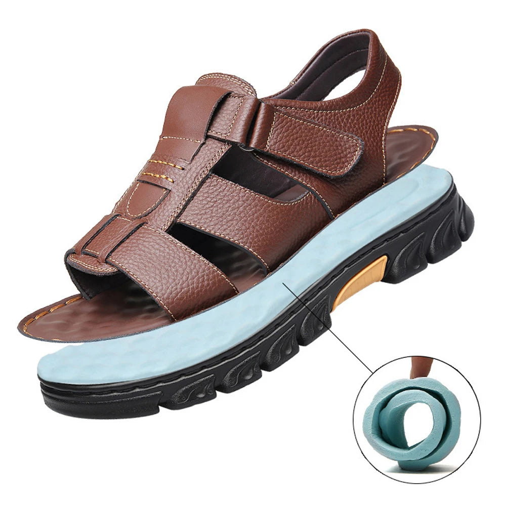 SmartGearPros LeatherStride Sandals - Genuine Cowhide Leather Beach Sandals