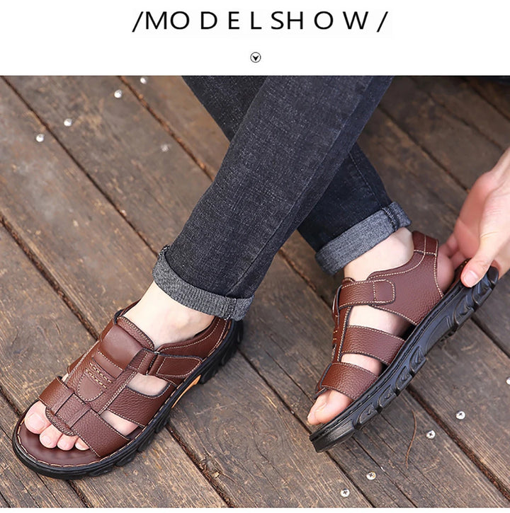 SmartGearPros LeatherStride Sandals - Genuine Cowhide Leather Beach Sandals
