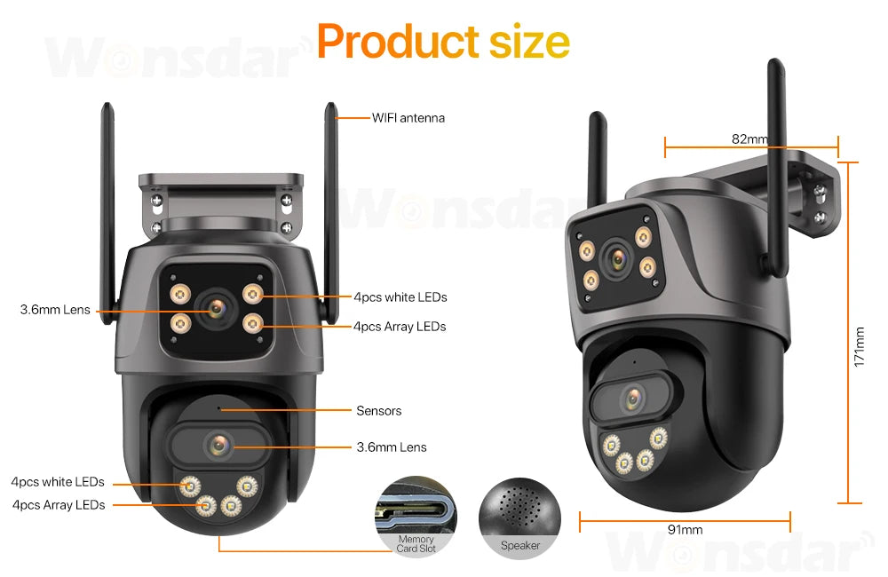 SmartGearPros TriSecure 4K WiFi Camera - AI Motion Tracking 3-Screen Security