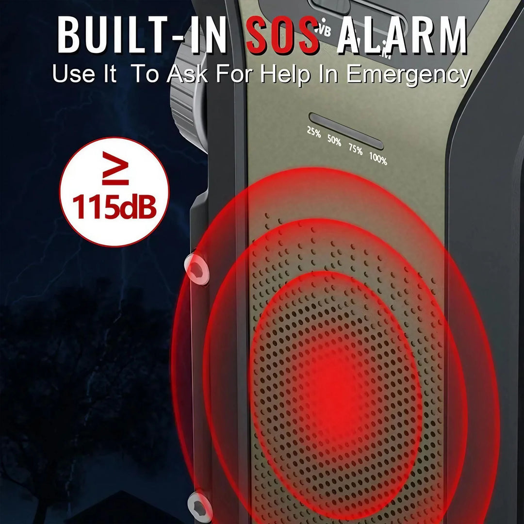 SmartGearPros Emergency Weather Radio - FM AM WB Hand Crank Solar USB Charging 2000mAh Power Bank LED Flashlight