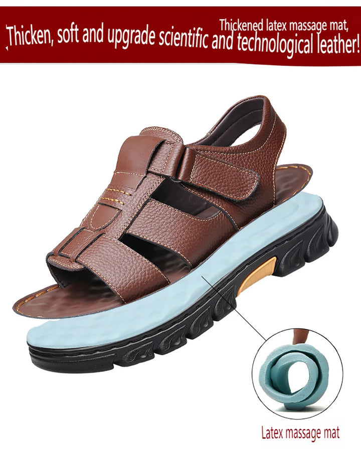 SmartGearPros LeatherStride Sandals - Genuine Cowhide Leather Beach Sandals