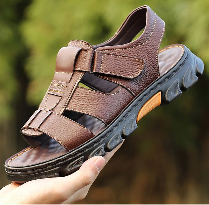 SmartGearPros LeatherStride Sandals - Genuine Cowhide Leather Beach Sandals