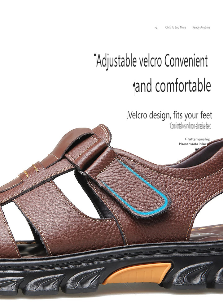 SmartGearPros LeatherStride Sandals - Genuine Cowhide Leather Beach Sandals