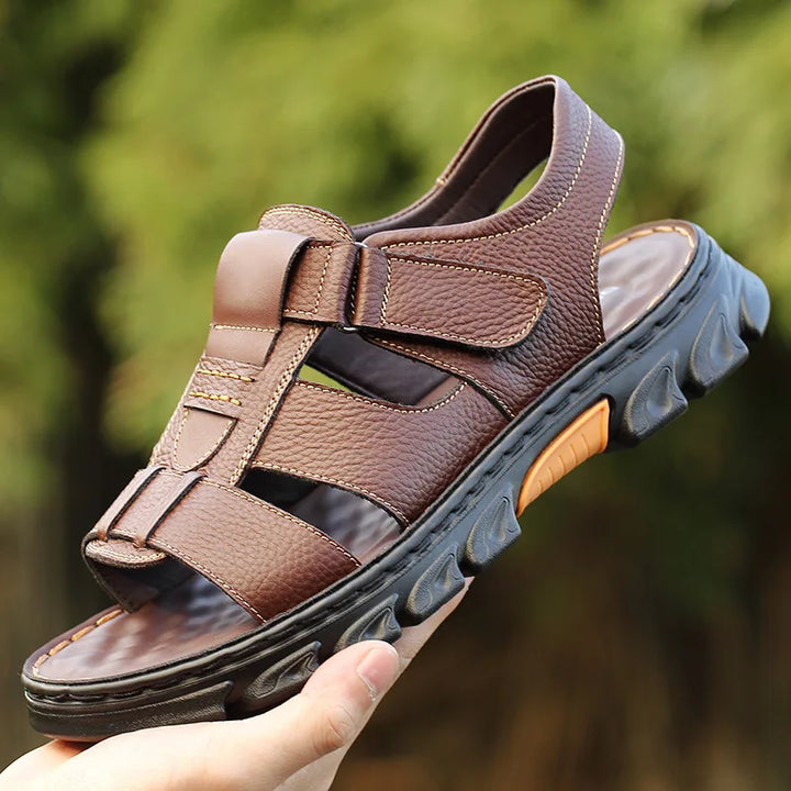 SmartGearPros LeatherStride Sandals - Genuine Cowhide Leather Beach Sandals
