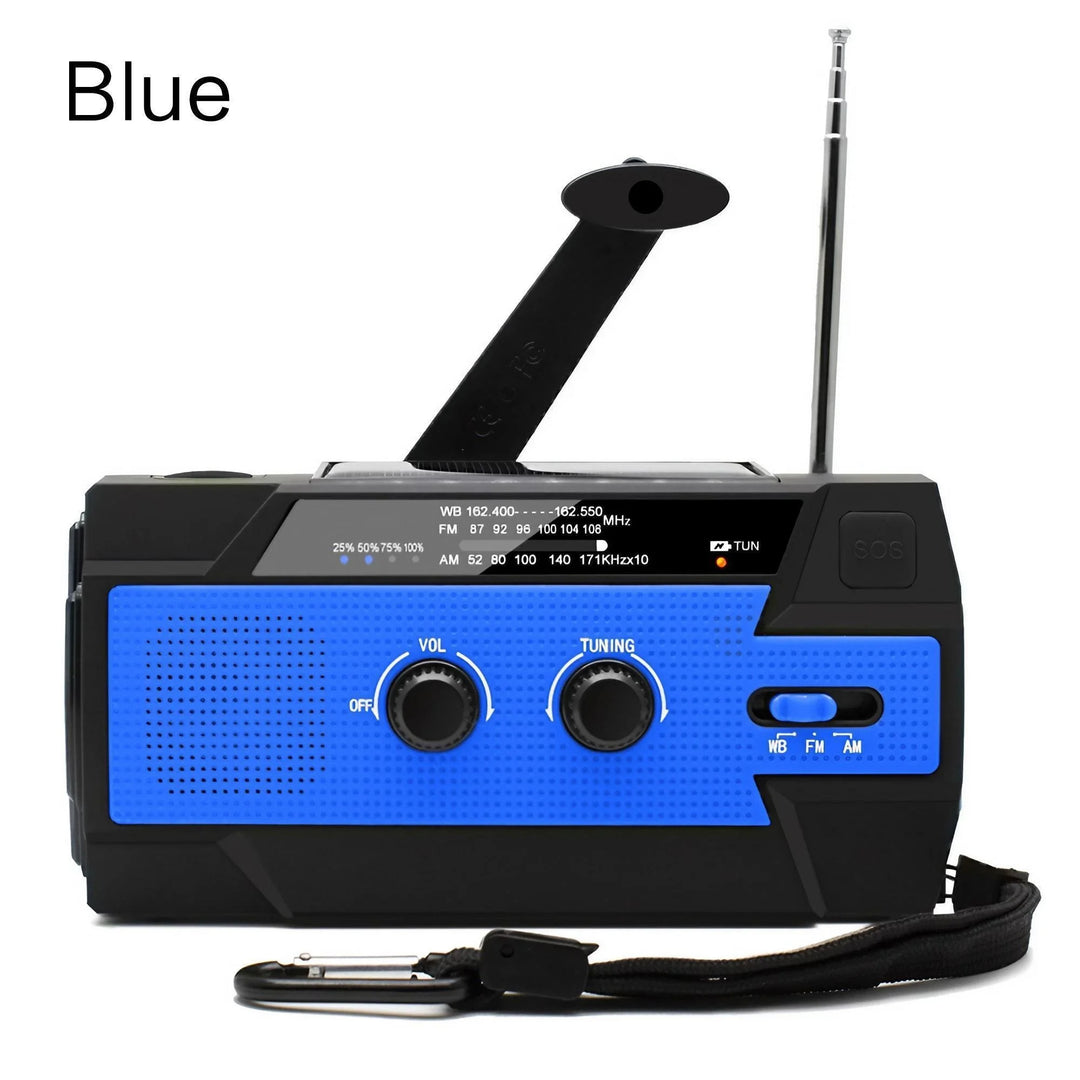 SmartGearPros Emergency Weather Radio - FM AM WB Hand Crank Solar USB Charging 2000mAh Power Bank LED Flashlight