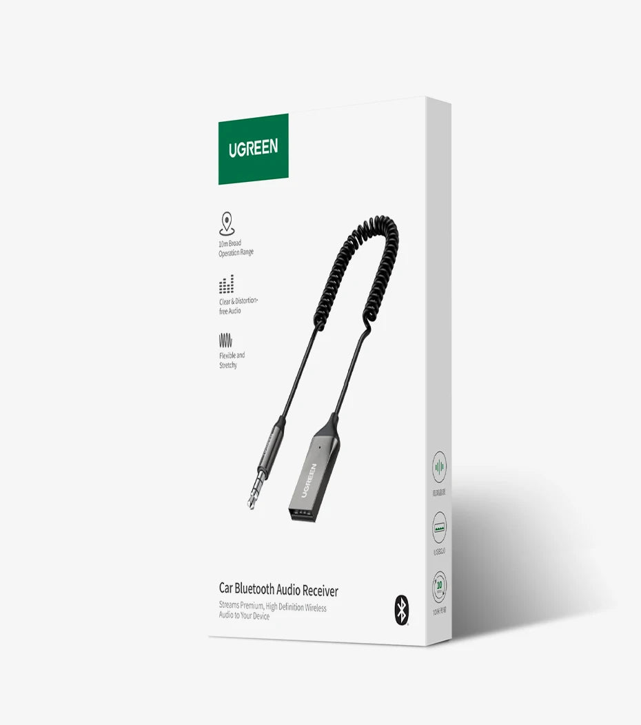 Ugreen Bluetooth Receiver 5 3 Adapter Hands Free Car Kits Aux Audio 3 5Mm Jack Music Wireless Receiver For Car Bt Transmitter product image showing features or usage