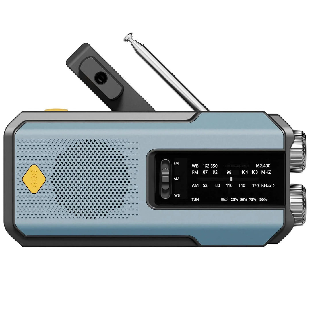 SmartGearPros Emergency Weather Radio - FM AM WB Hand Crank Solar USB Charging 2000mAh Power Bank LED Flashlight
