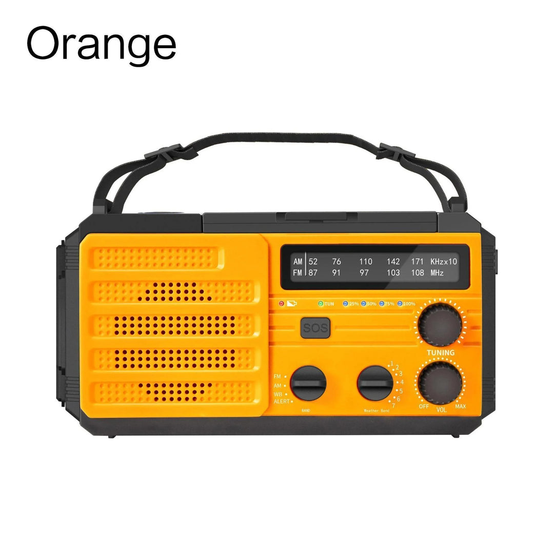 SmartGearPros Emergency Weather Radio - FM AM WB Hand Crank Solar USB Charging 2000mAh Power Bank LED Flashlight