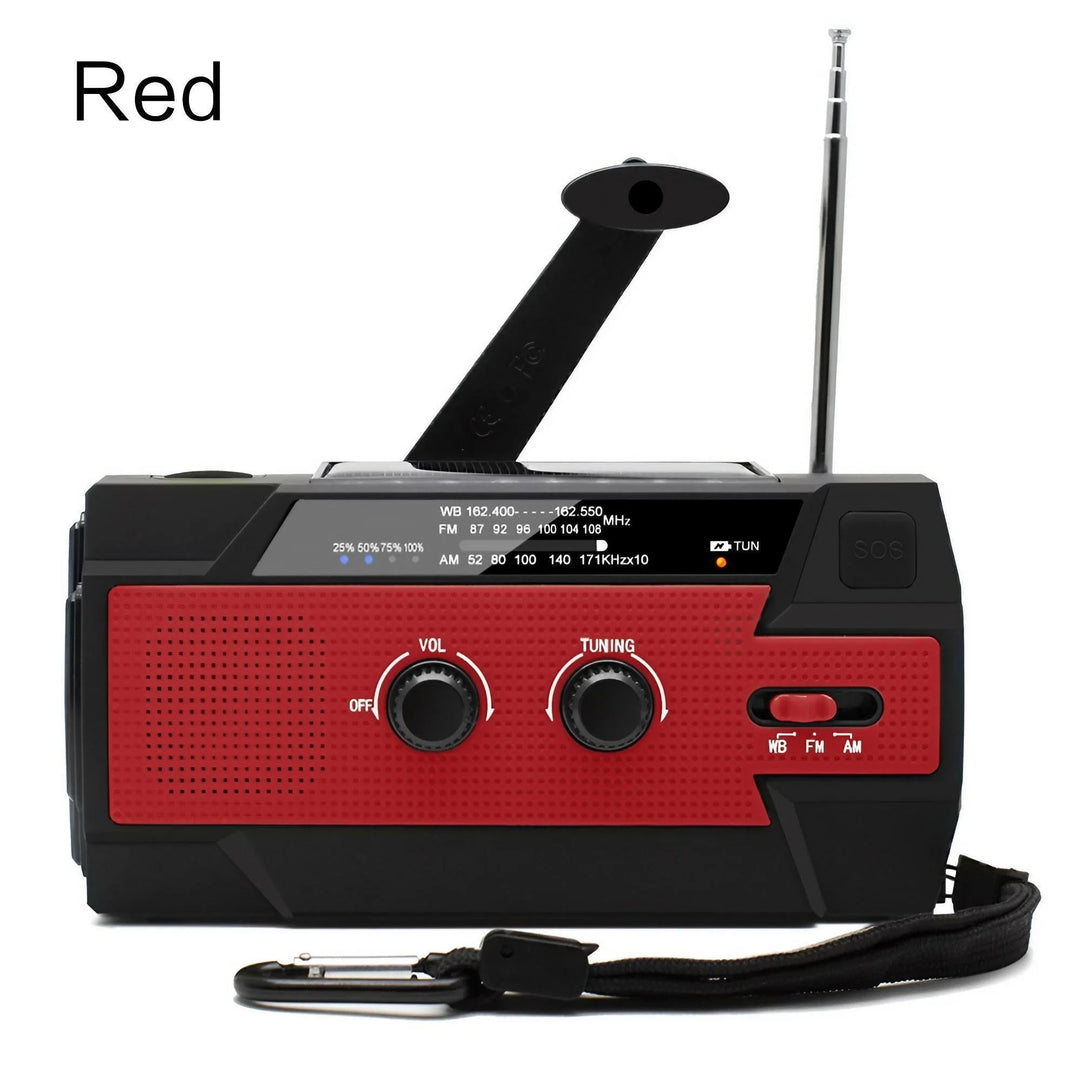 SmartGearPros Emergency Weather Radio - FM AM WB Hand Crank Solar USB Charging 2000mAh Power Bank LED Flashlight
