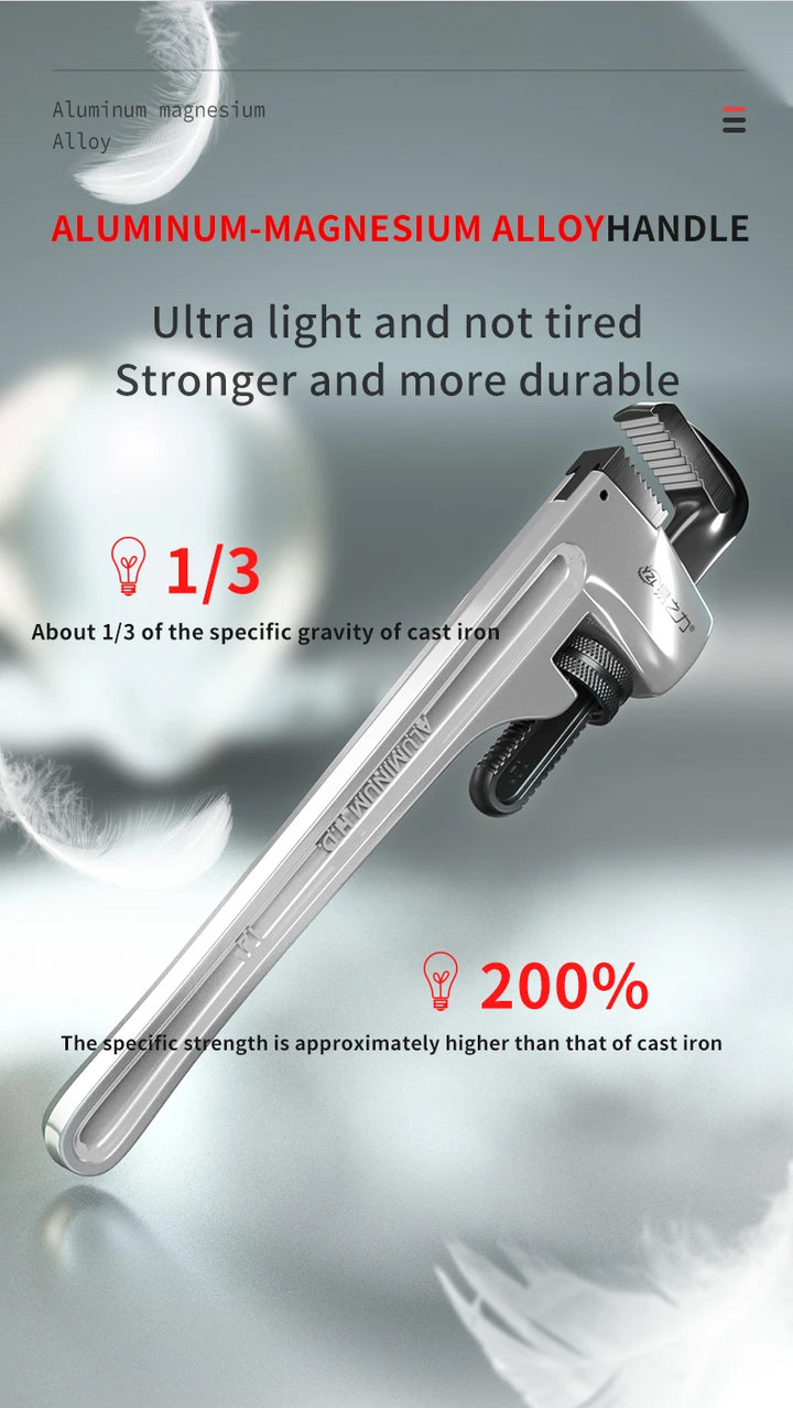 Wrench with aluminum-magnesium alloy handle on a gray background