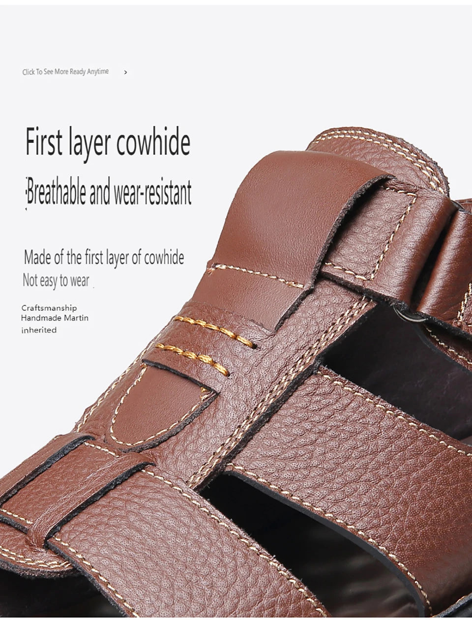 SmartGearPros LeatherStride Sandals - Genuine Cowhide Leather Beach Sandals