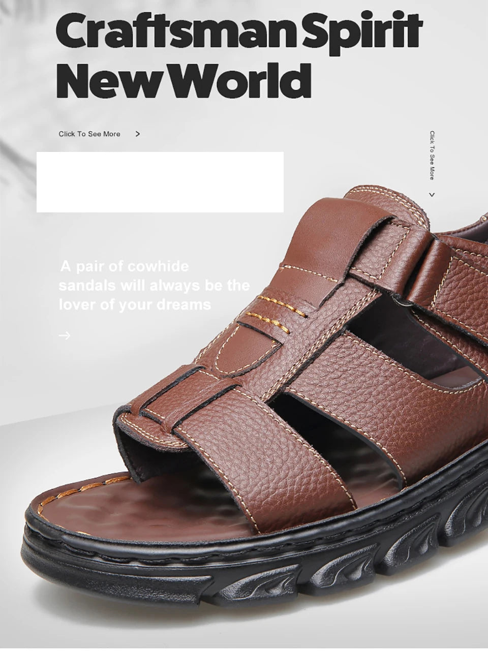 SmartGearPros LeatherStride Sandals - Genuine Cowhide Leather Beach Sandals