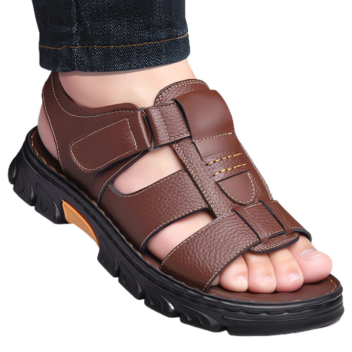 SmartGearPros LeatherStride Sandals - Genuine Cowhide Leather Beach Sandals