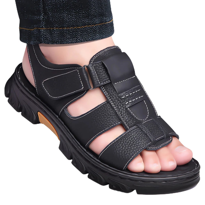 SmartGearPros LeatherStride Sandals - Genuine Cowhide Leather Beach Sandals