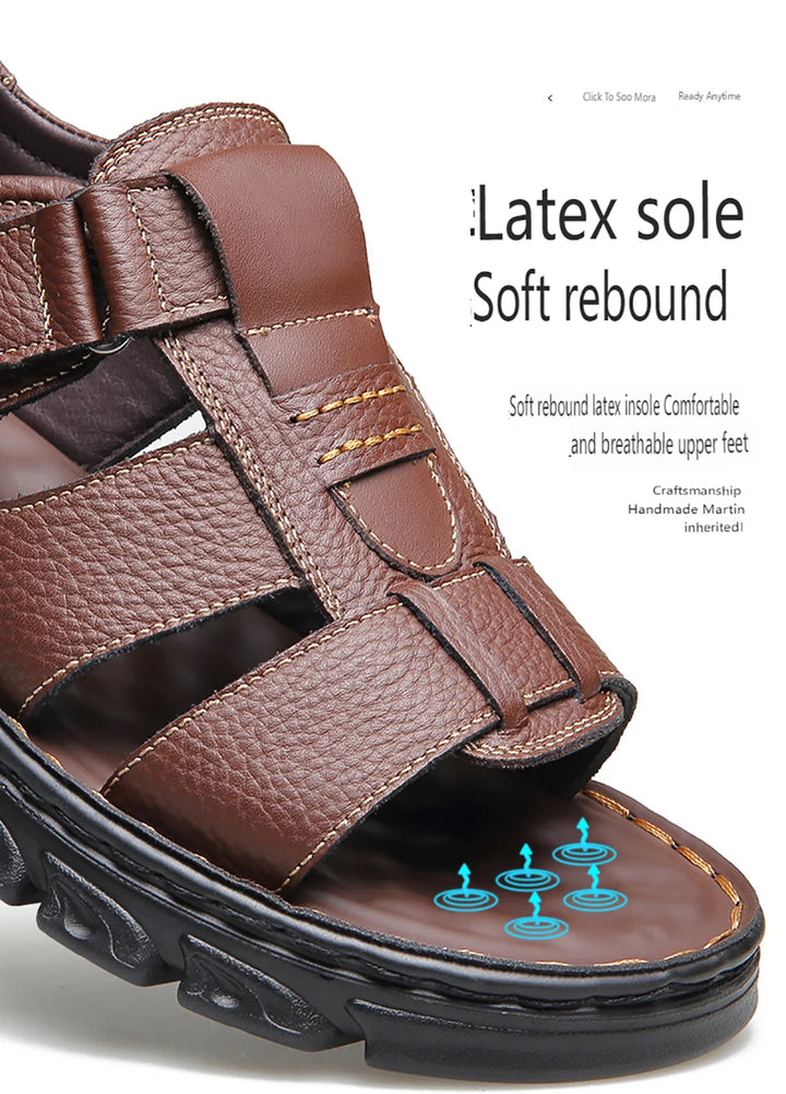 SmartGearPros LeatherStride Sandals - Genuine Cowhide Leather Beach Sandals