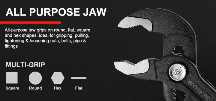 Multi-grip functionality of the pliers for versatile applications.