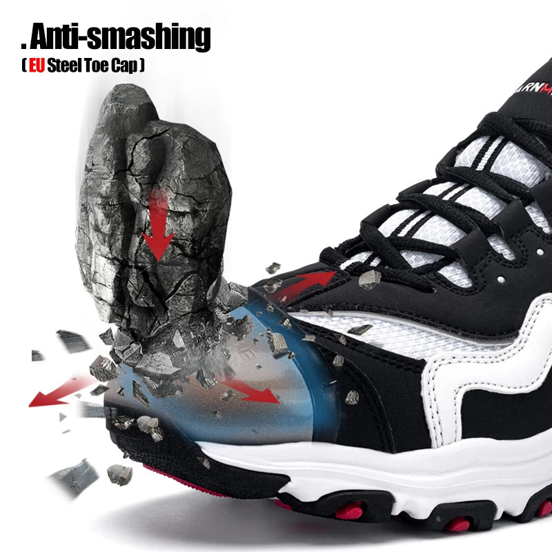  Steel toe shoe enduring a high-impact smash test.