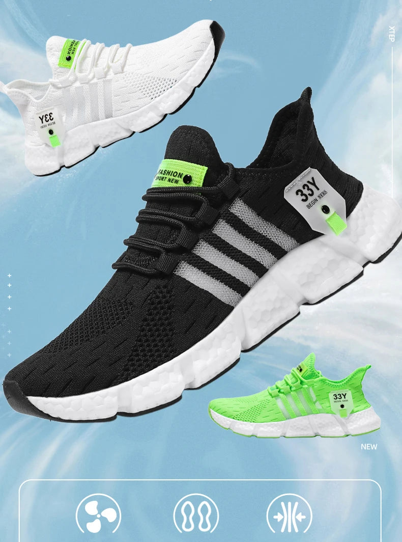 A promotional image showcasing black sneakers with added design details for visual appeal.