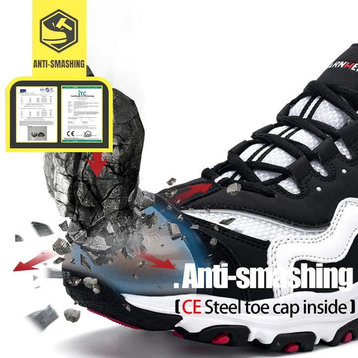 Illustration of the steel toe cap, showing protection levels.