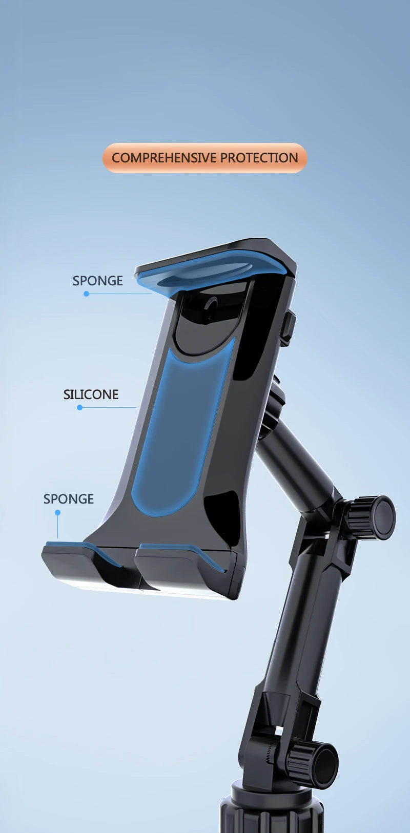 Close-up of the car mount’s silicone and sponge padding, providing enhanced device protection.