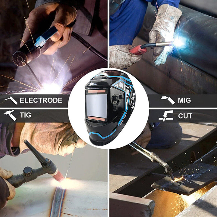 Versatile Welding Helmet for Electrode, MIG, TIG, and Plasma Cutting Applications