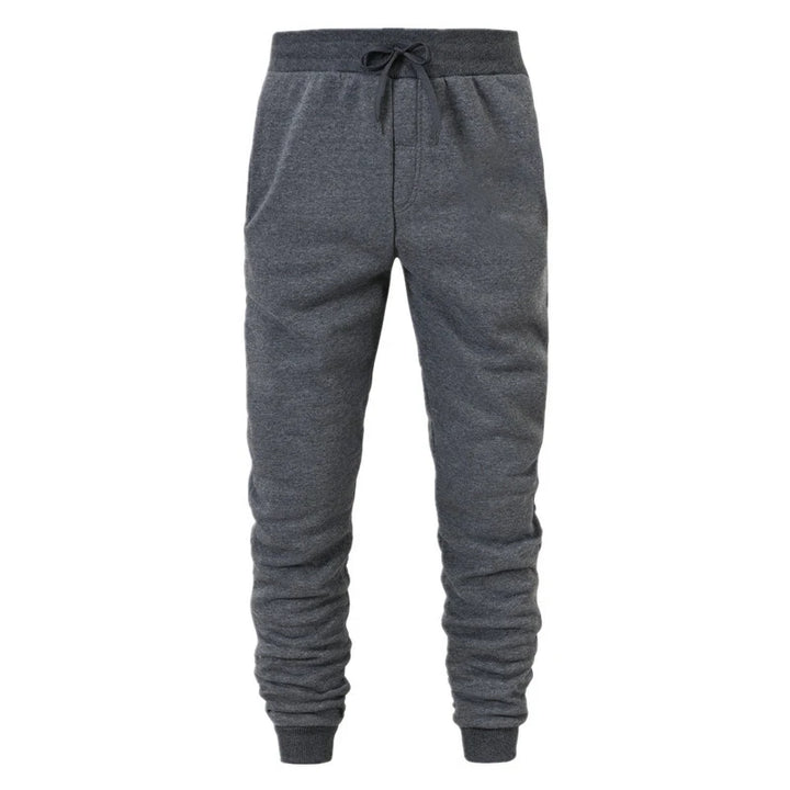 A pair of gray full-length sweatpants for men, perfect for running, training, and lounging.