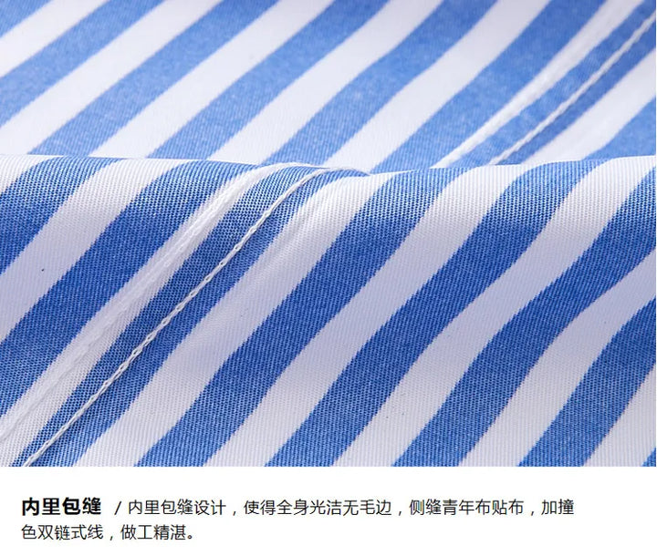Men's striped dress shirt image angle 24