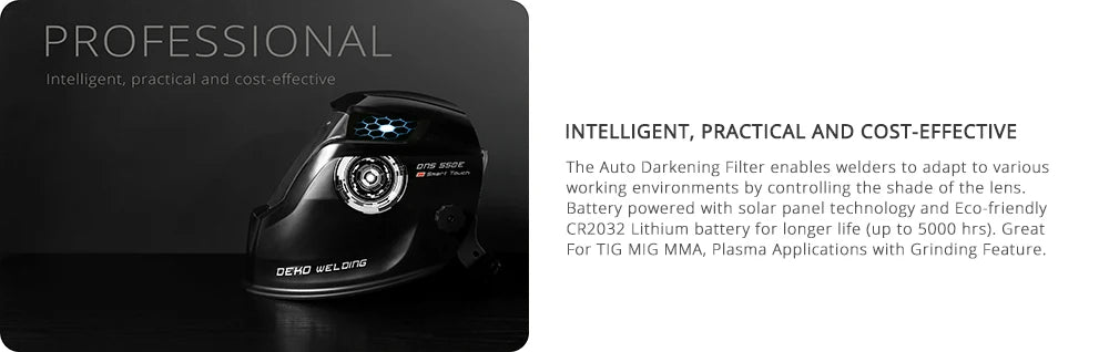 SmartGearPros SmartGearPros Solar-Powered Auto-Darkening Welding Helmet – Adjustable Shade 4/9-13 for MIG MMA TIG Arc Welding Protection