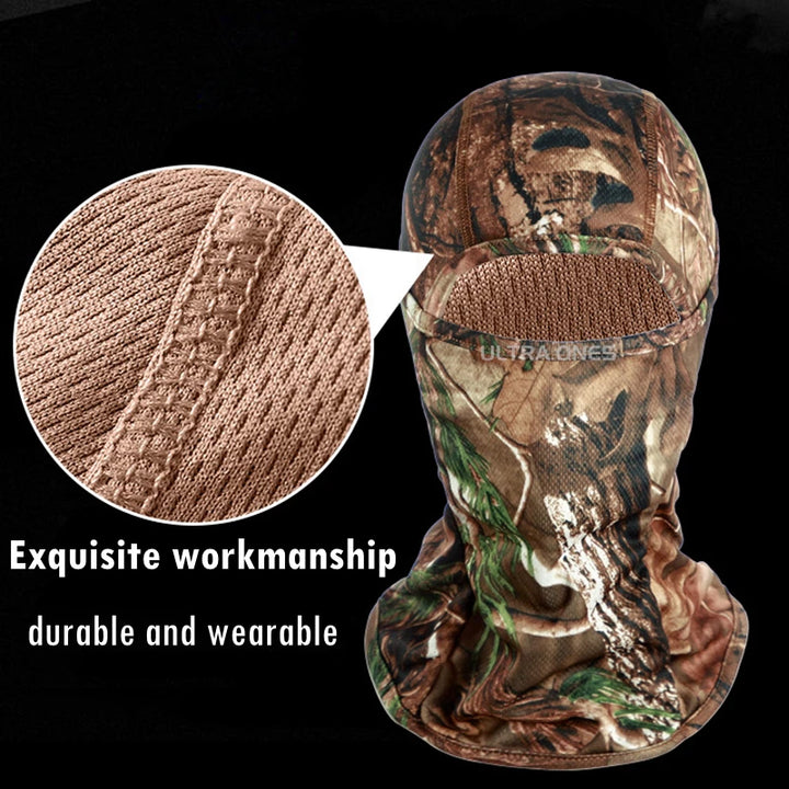Camouflage boot with close-up of texture and 'Ovaltine' branding on a black background.
