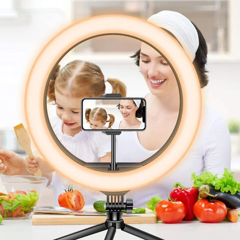 SmartGearPros Adjustable LED Ring Light Kit – 26–33cm Light with Mini or 160cm Tripod for Creators & Streamers