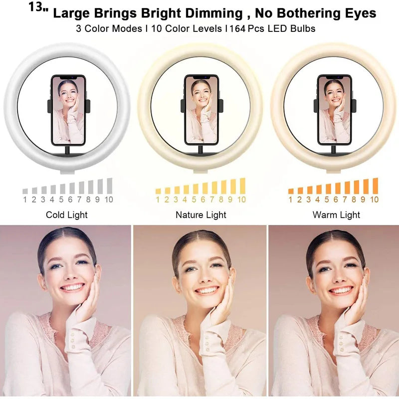 SmartGearPros Adjustable LED Ring Light Kit – 26–33cm Light with Mini or 160cm Tripod for Creators & Streamers