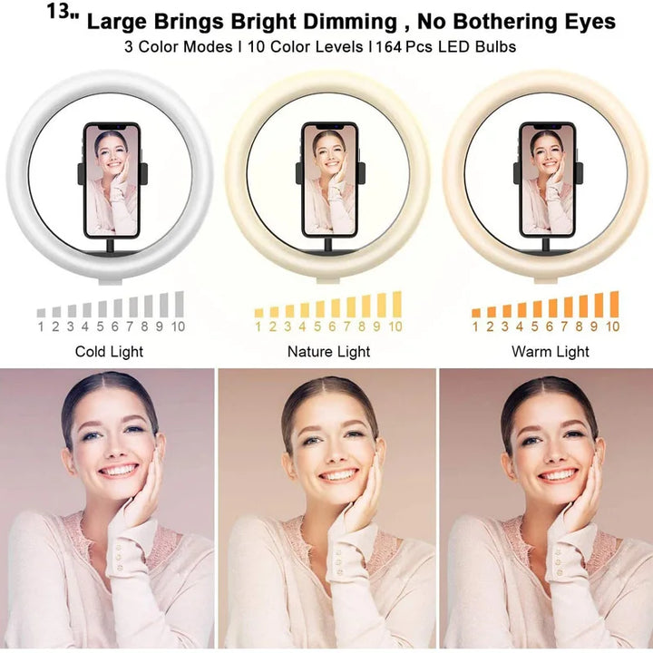 SmartGearPros Adjustable LED Ring Light Kit – 26–33cm Light with Mini or 160cm Tripod for Creators & Streamers