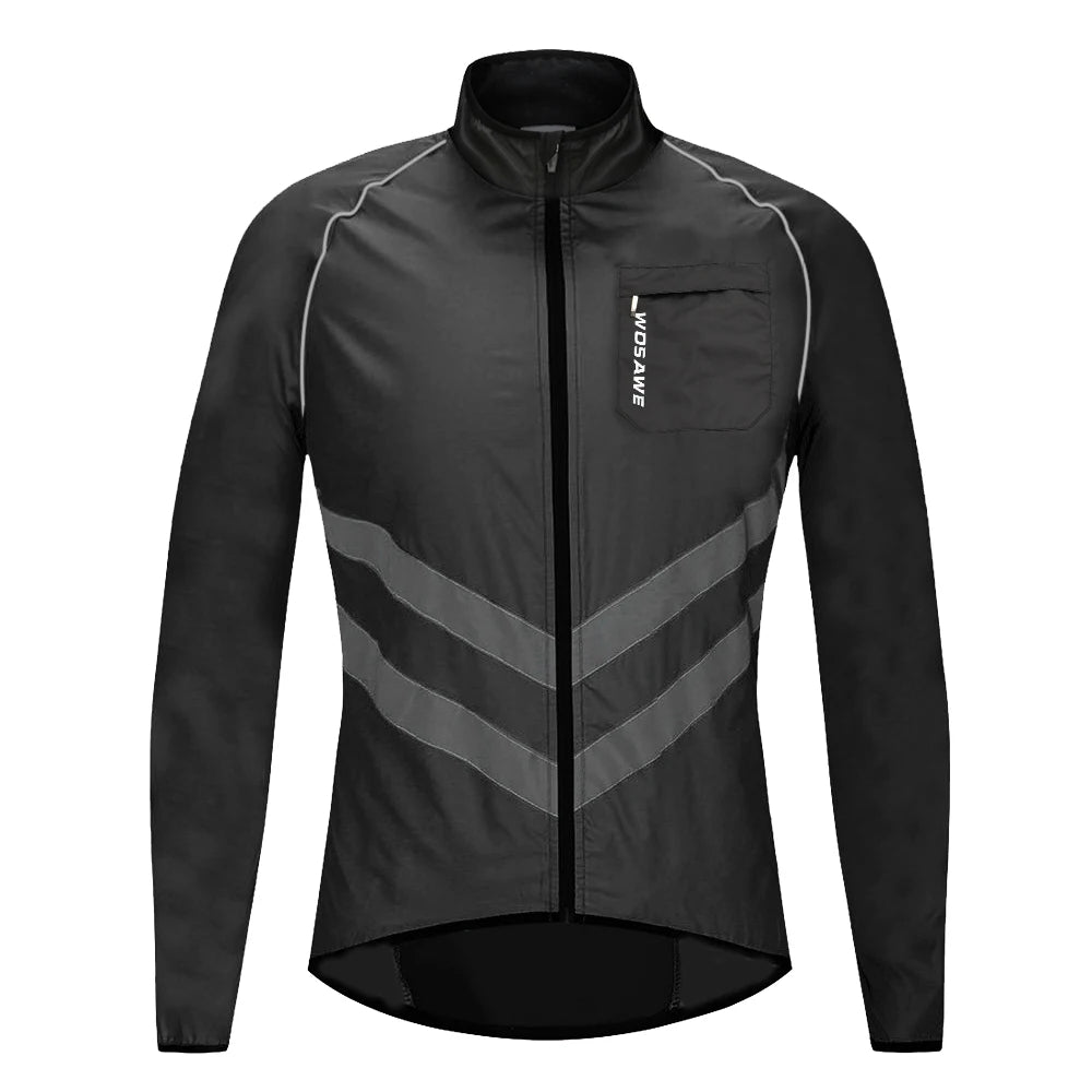 Black cycling jacket with gray accents on a white background