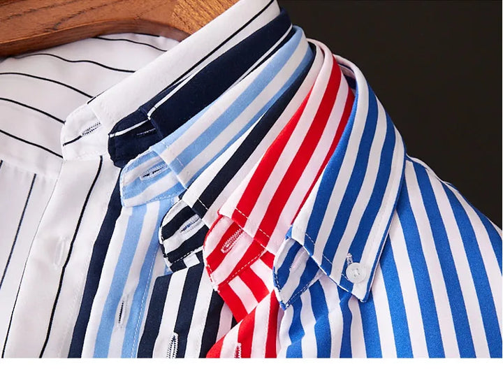 Men's striped dress shirt image angle 11