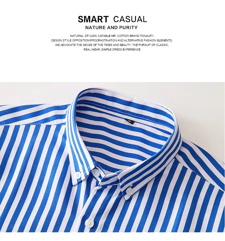 Men's striped dress shirt image angle 22