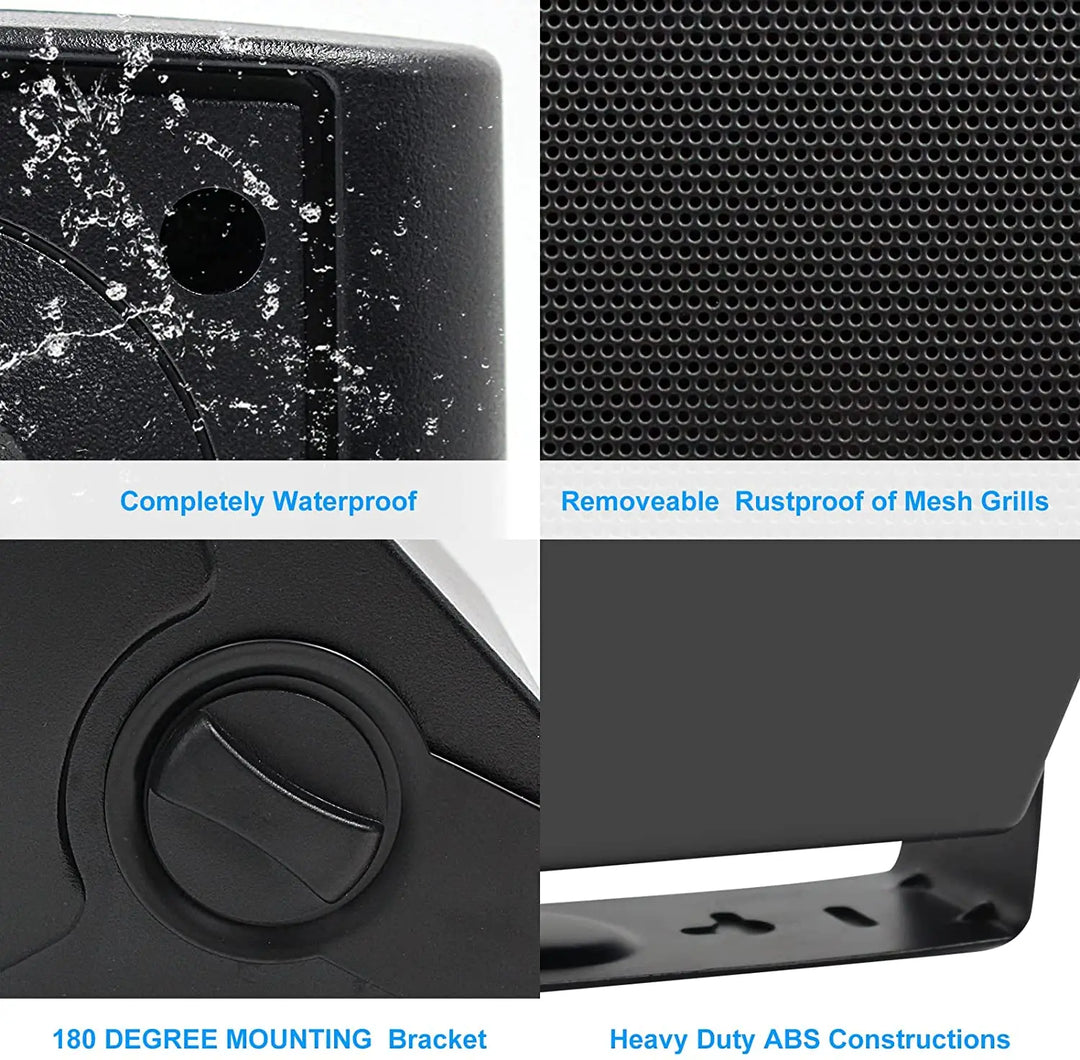SmartGearPros Waterproof Wall-Mount Speakers – 5.25" Dual Bluetooth Outdoor/Indoor Pair, 300W with Mounting Brackets