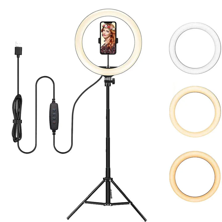 SmartGearPros Adjustable LED Ring Light Kit – 26–33cm Light with Mini or 160cm Tripod for Creators & Streamers