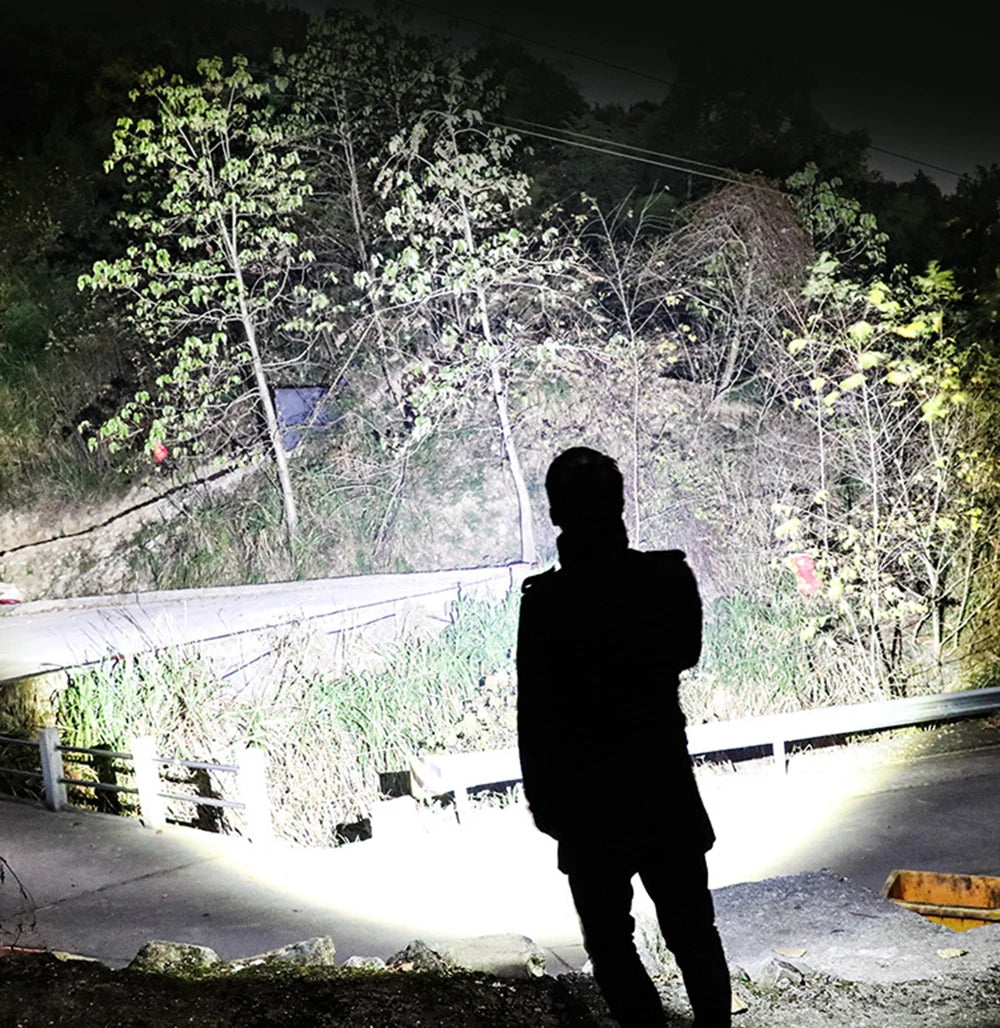 Powerful Xhp50 Led Flashlight Waterproof 18650 Torch With Side Light 7 Modes Camping Fishing Lantern Usb Rechargeable Zoom Lamp product image showing features or usage