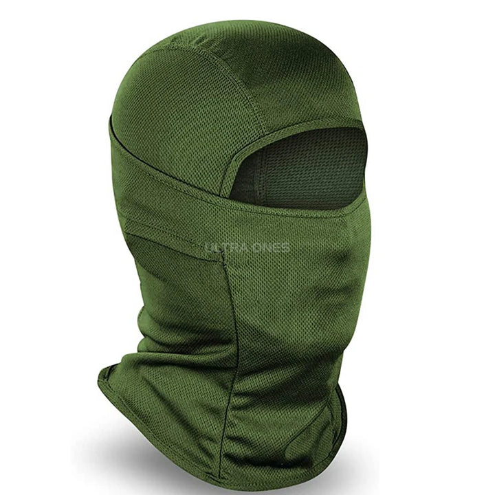Green balaclava on a white background with 'Ultra Ones' branding.