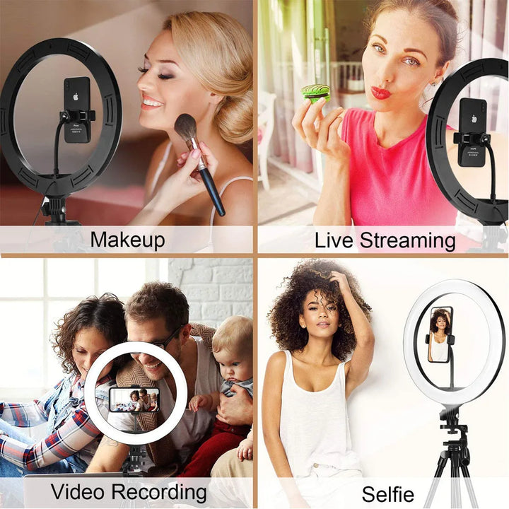 SmartGearPros Adjustable LED Ring Light Kit – 26–33cm Light with Mini or 160cm Tripod for Creators & Streamers