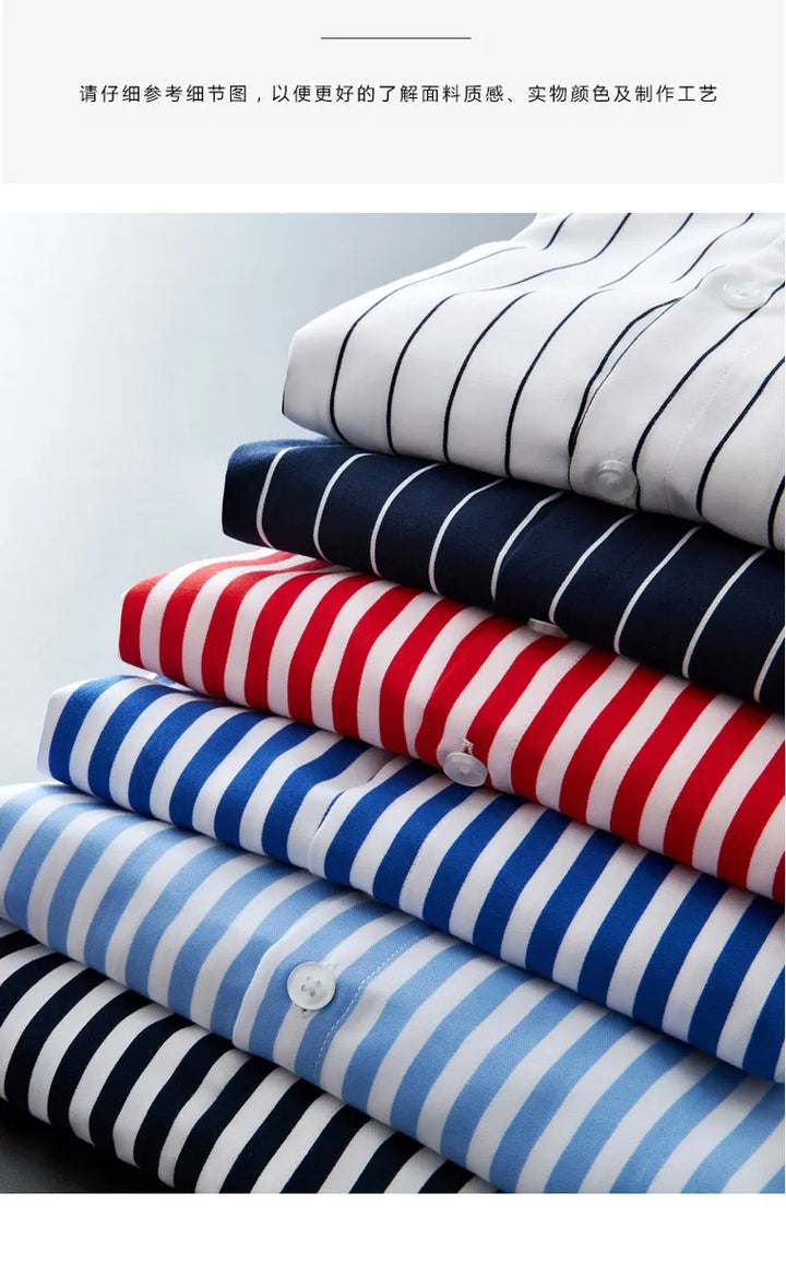 Men's striped dress shirt image angle 21