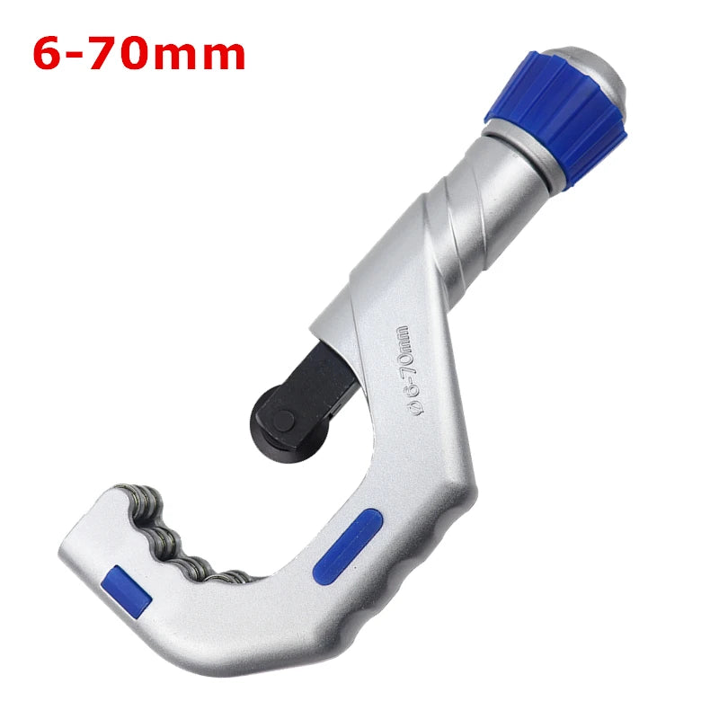 Pipe cutter with blue accents and measurement range 6-70mm on a white background
