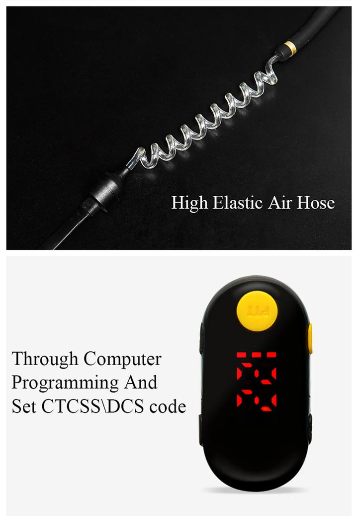 High elastic air hose with computer programming and CTCSS/DCS code setting feature.