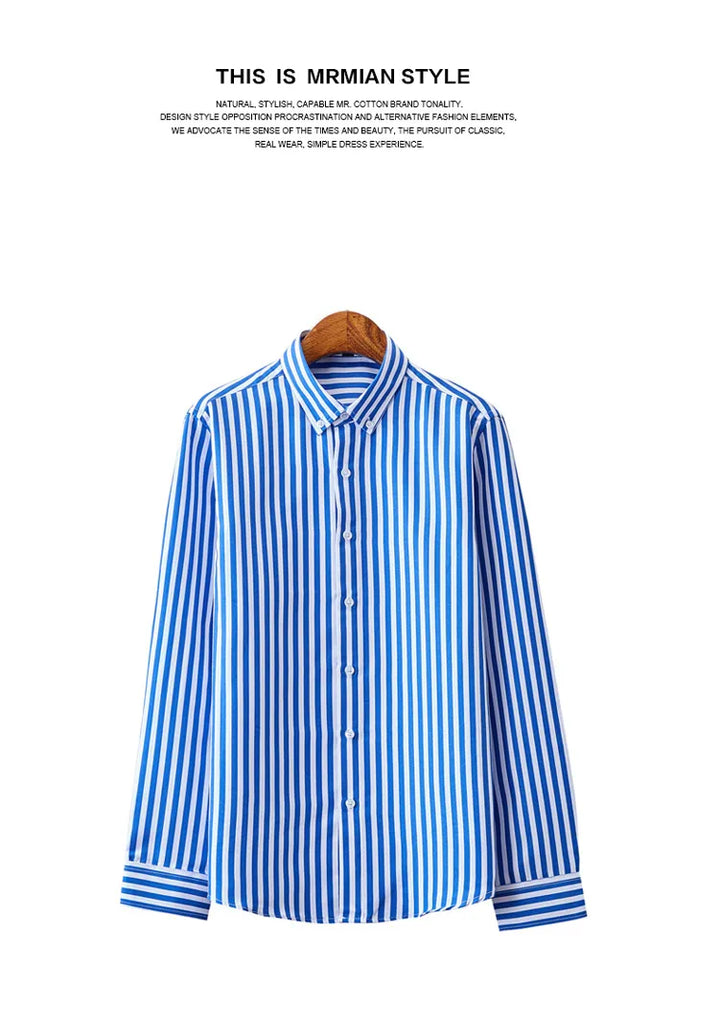 Men's striped dress shirt image angle 13
