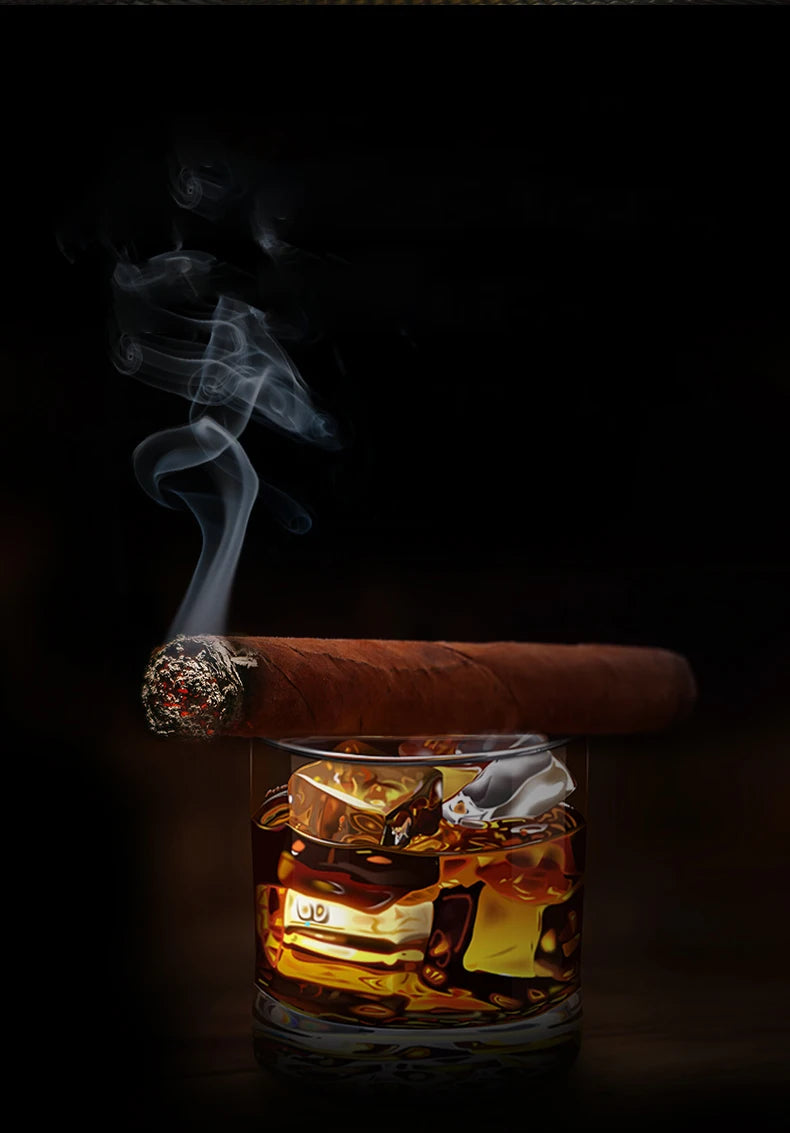 Windproof Metal Torch for Cigar, Butane Lighters, Four Fire, Blue Flame Jet, Adjustable, Luxury, Briquet