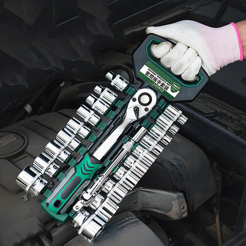 SmartGearPros Chrome Vanadium Socket Wrench Set – Heavy-Duty Ratchet Combo Kit for Auto & Shop